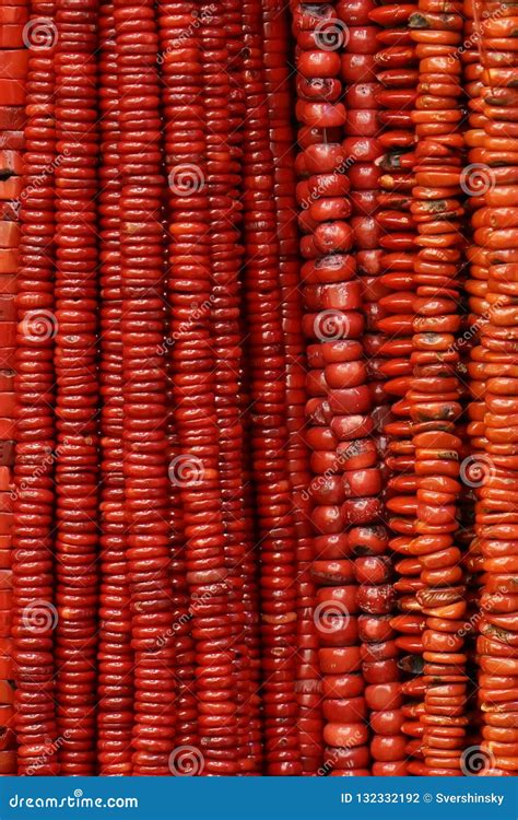 Red beads necklaces stock photo. Image of culture, close - 132332192