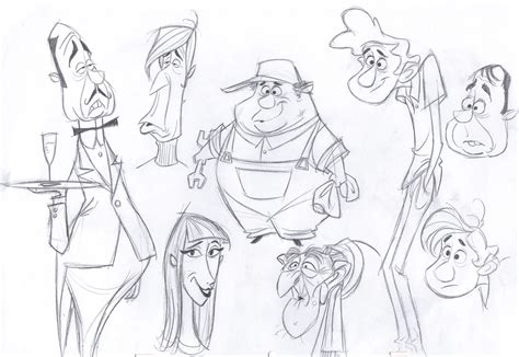 an image of cartoon characters drawn in pencil