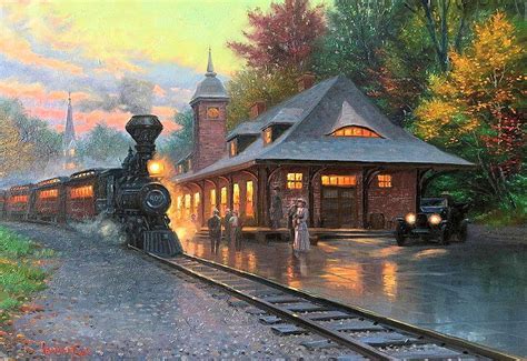 720P free download | Arriving Train, car, painting, station, railways, steam, artwork, vintage ...