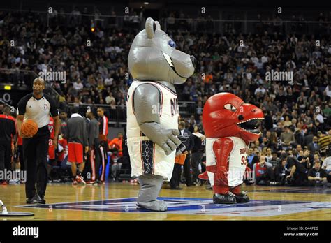 Toronto Raptors mascot the Raptor and New Jersey Nets mascot Sly the ...