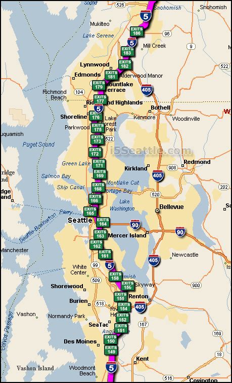 i-5 Seattle Exit Map