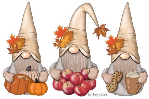 Fall Gnomes Clipart Nordic Gnomes Clipart Thanksgiving Gnomes Whimsical Clipart Autumn Gnomes ...