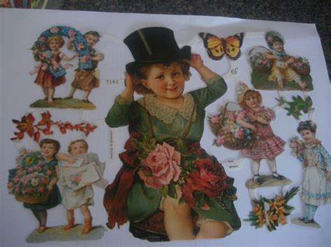 antique german paper cut outs vintage cut out dolls roses good luck by StinkyTinkysTreasure on ...