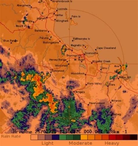 The 11.45pm Townsville 128k Radar, Courtesy of the BoM, is showing ...