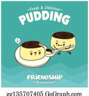 4 Vintage Food Poster Design With Pudding Character Clip Art | Royalty Free - GoGraph