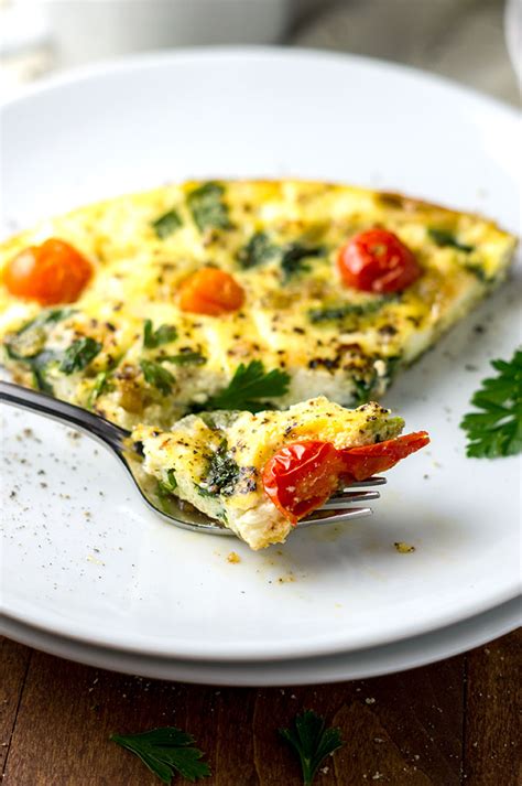 Tomato Onion Spinach Ricotta Frittata - Bound By Food