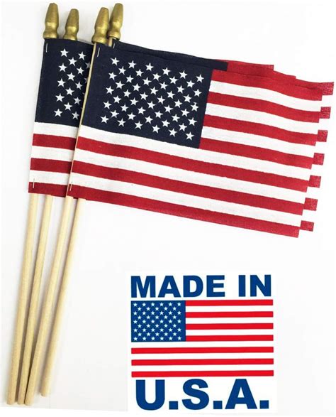 Amazon.com : GiftExpress Pack of 12, Made in USA 12x18 Inch US Stick Flags with Spear Tip, 12in ...