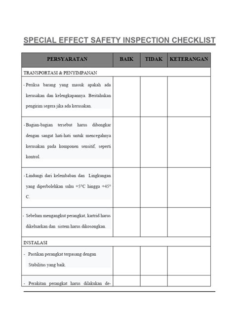 PYRO Special Effects Checklist | PDF