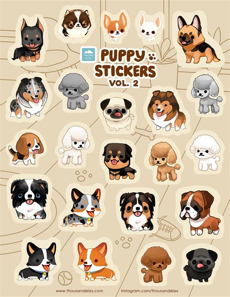 Vinyl Stickers Set - Puppy Stickers VOL. 2 - Waterproof Anti UV | Cute ...