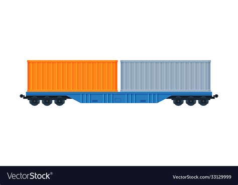 Cargo train wagons side view railroad Royalty Free Vector