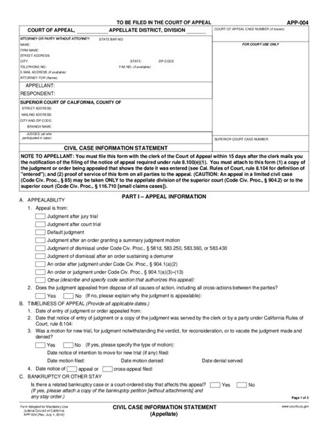 California Appellate Forms - 34 Free Templates in PDF, Word, Excel Download