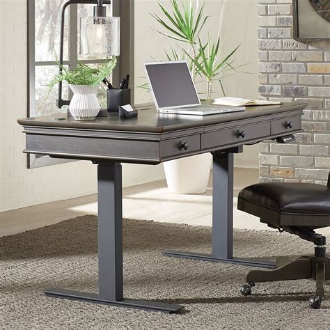 Oxford 60 Inch Adjustable Lift Desk (Peppercorn) by Aspenhome | FurniturePick