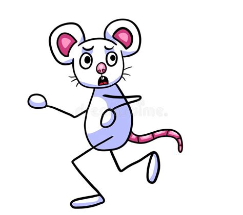 A Cute Scared White Mouse is Running Away Stock Illustration ...