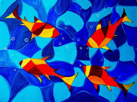 Joy Fish Abstract Painting by Manjiri Kanvinde | Pixels