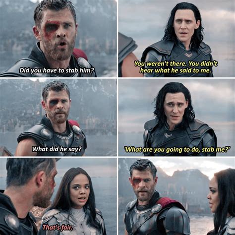 [incorrect quote]yeah that's fair-source: tumblr#chrishemsworth #thor #tomhiddleston #loki # ...