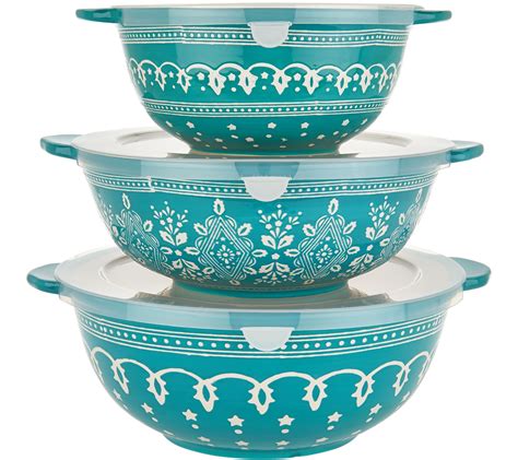 Cook's Essentials Savannah 3-pc Ceramic Bowls with Lids — QVC.com