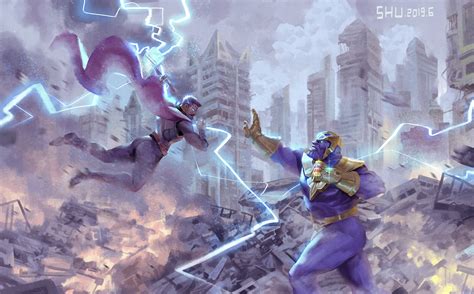 Thor Vs Thanos Art Wallpaper,HD Superheroes Wallpapers,4k Wallpapers ...