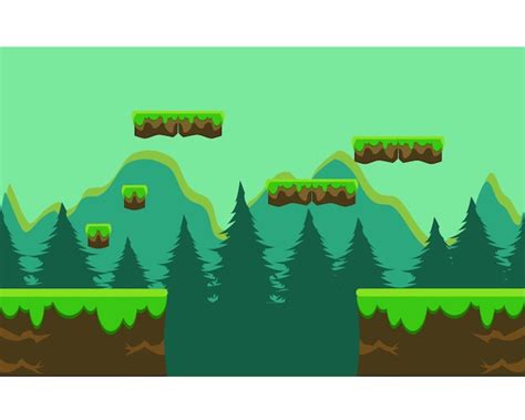 Premium Vector | Outdoor Hilly 2D Forest Game Background Element