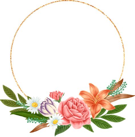 Floral Color Round Frame PNG Image - HD Transparent Frame PNG Free