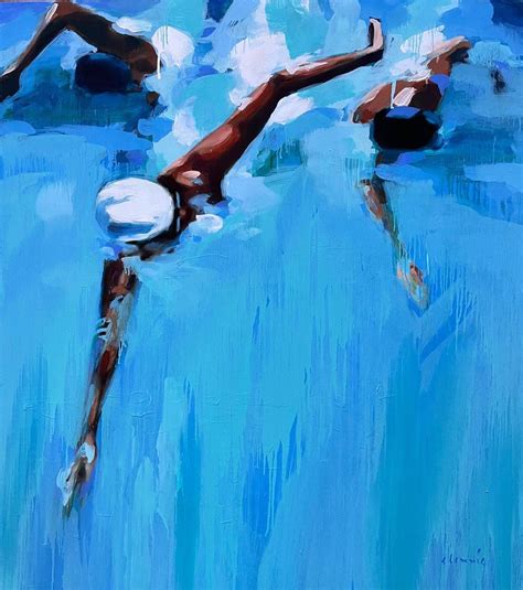 The Deep End, Swimmers Series, swimming, swimmer, women swimming, pool painting, figures, people ...