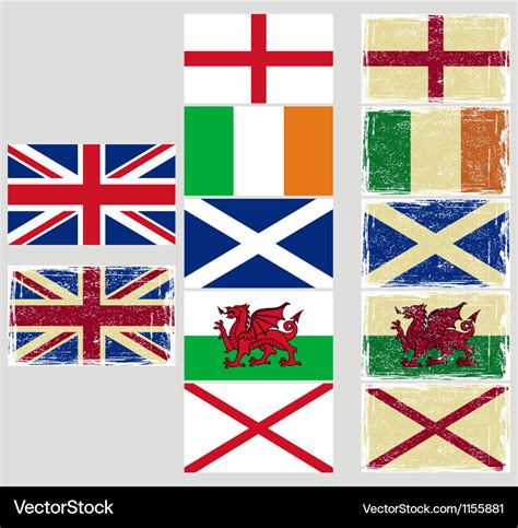 Great britain flags Royalty Free Vector Image - VectorStock