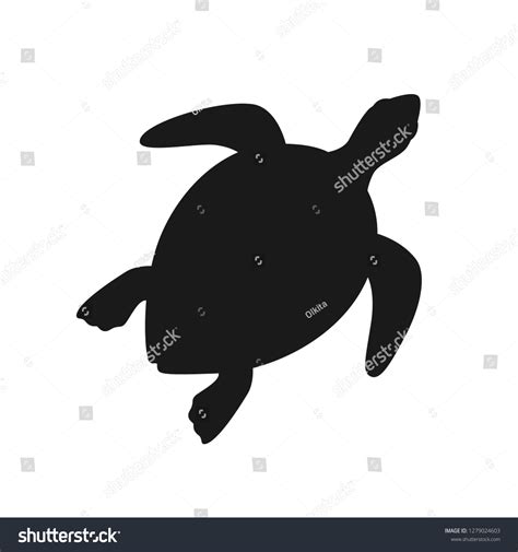 Isolated Black Silhouette Marine Green Turtle Stock Vector (Royalty ...