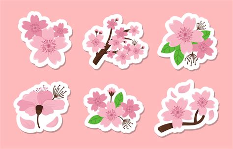 Set of Cherry Blossom Stickers 5399369 Vector Art at Vecteezy