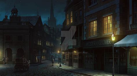 Medieval Town at Night by andanguyen on DeviantArt