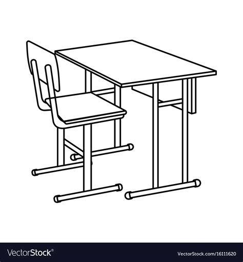 Outline school desk icon isolated Royalty Free Vector Image