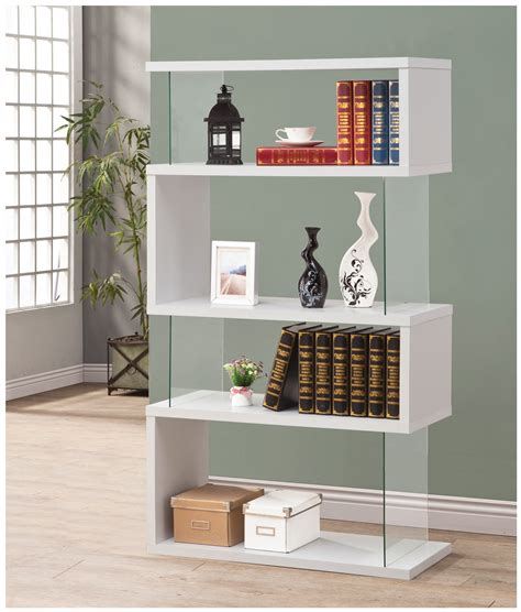 Emelle 63-inch 4-shelf Glass Panel Bookshelf White - Coaster