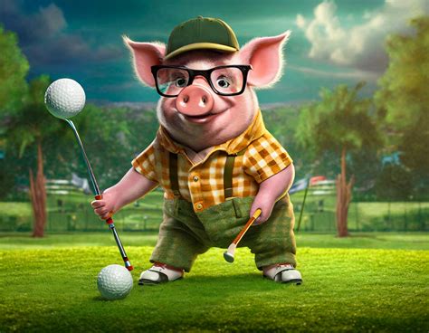 Pig, Cartoon, Playing Golf Free Stock Photo - Public Domain Pictures