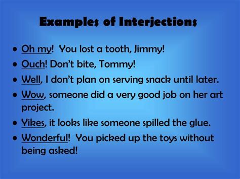 Interjection Examples Sentences