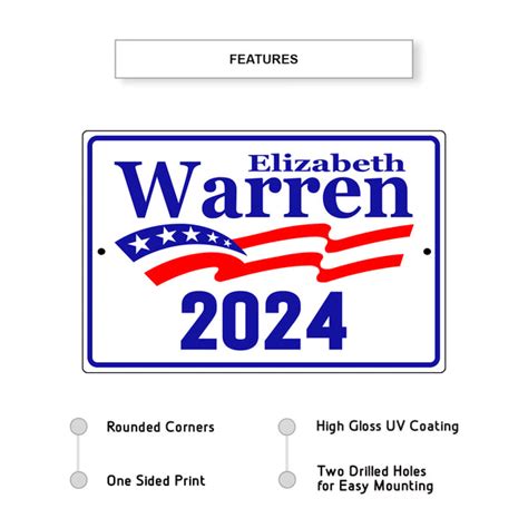 Elizabeth Warren 2024 Aluminum Metal Sign - Sign Fever