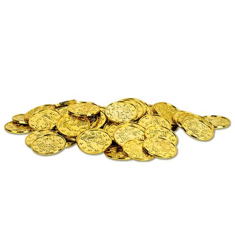 Realistic Shiny Gold Plastic Coins | Pirate & Nautical Party Decorations