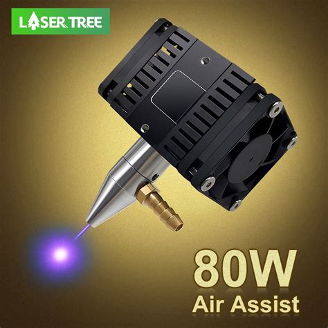 LASER TREE 80W High Power Laser Module with Dual Fans Air Assist Laser Kit CNC TTL Module for ...