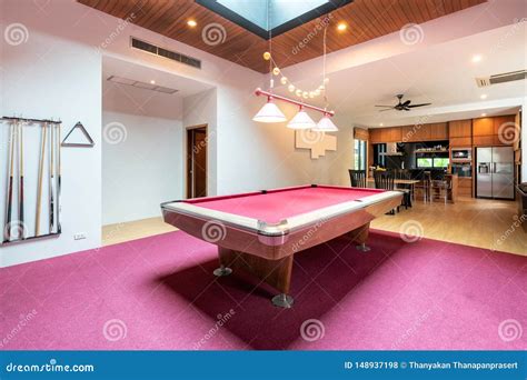 Interior Design Living Room with Pink Snooker Table in the House Stock ...