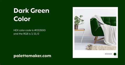 Dark Green Color - HEX #033500 Meaning and Live Previews - PaletteMaker