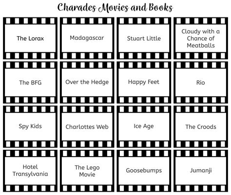 10 Best Printable Charades Movie Lists PDF for Free at Printablee