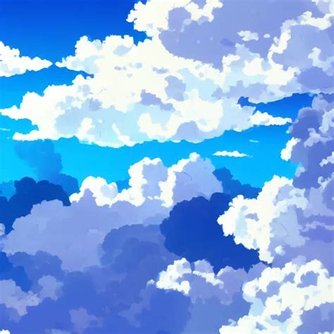 a baby blue sky with paired clouds in anime style, 4K, | Stable Diffusion