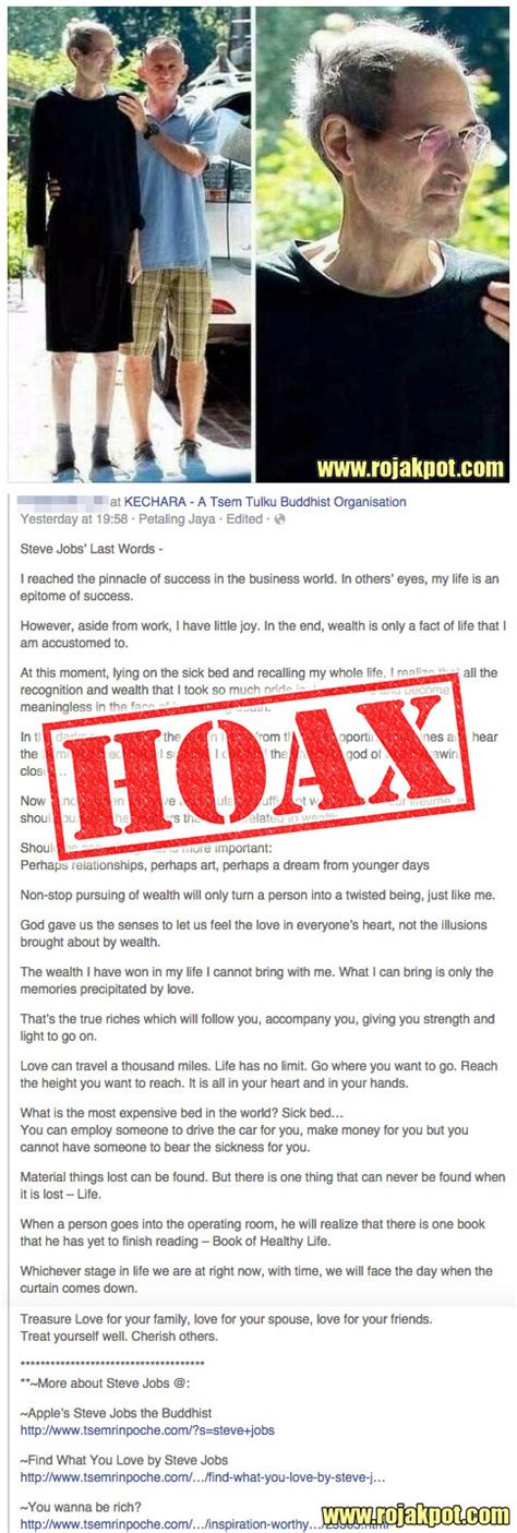 Steve Jobs' Last Words - The Hoax & The Truth! - The Rojak Pot