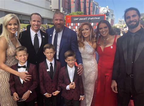 Drew Brees & family with Triple H, Becky Lynch, Stephanie McMahon ...