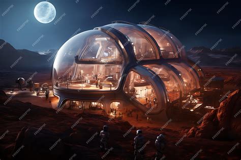 Premium AI Image | Space habitats and colonies on Mars future vision