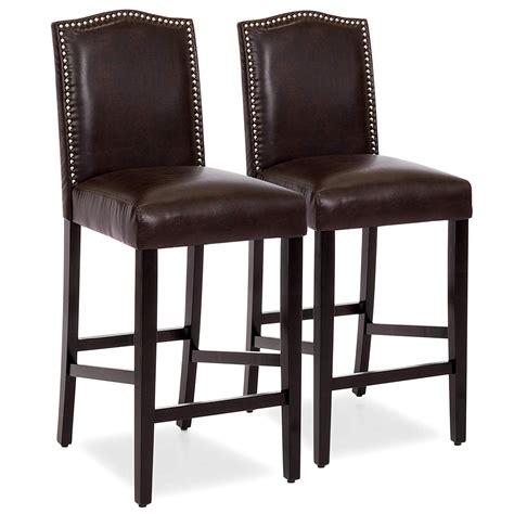 Best Choice Products Set of 2 30in Faux Leather Counter Height Armless Bar Stool Chairs w ...