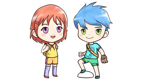 Little Anime Boy and Girl PNG image free download - DWPNG.com