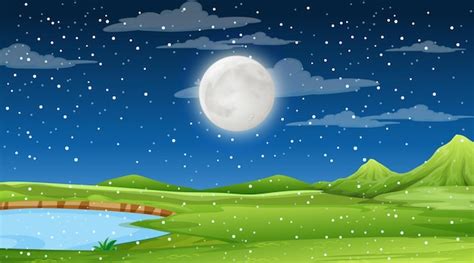 Free Vector | Blank nature landscape at night scene