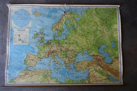 EUROPE wall map HUGE home school Pull Down paper on linen | #2054137208