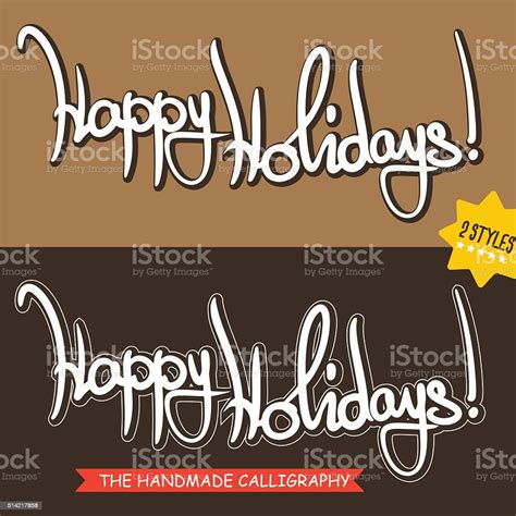 Happy Holidays Lettering Calligraphy Stock Illustration - Download Image Now - Abstract ...