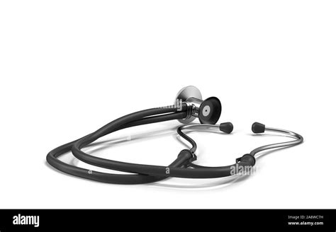 3D Stethoscope against white background with real drop shadow to symbolize health issues. High ...