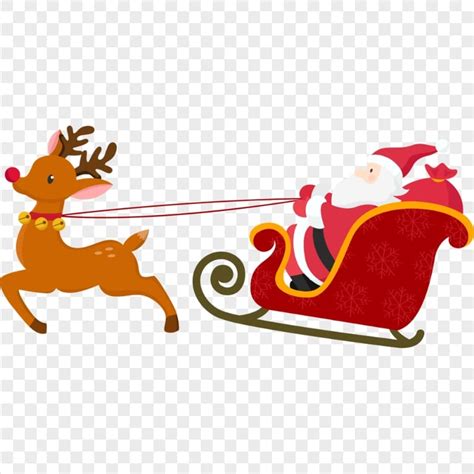 Vector Christmas Santa Sled Sleigh & Reindeer HD PNG | Citypng