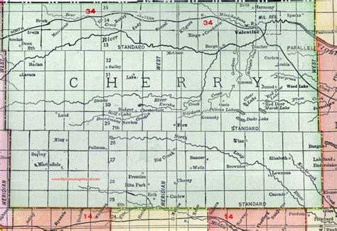 Cherry County, Nebraska, map, 1912, Valentine, Elsmere, Brownlee, Sparks, Arabia, Wood Lake ...